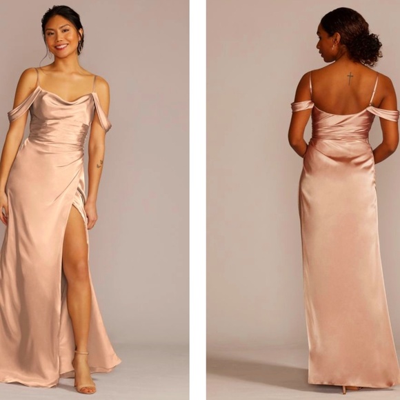 charmeuse cowl bridesmaid dress with swag sleeves Deep V-neck Chiffon Long Burgundy Bridesmaid Dress QB2105 US8 / Custom Color main image 0